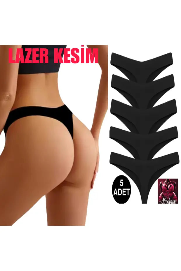 Afrodizyac 5'li Lazer Kesim İz Yapmaz extra Esnek Ve Yumuşak hayalet Tanga