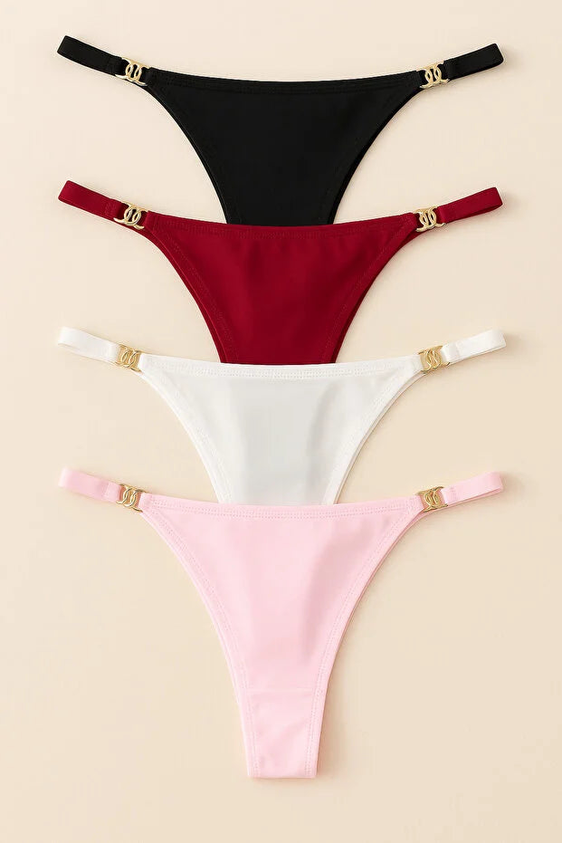 4 Lü Paket Gold Aksesuarlı Seksi String