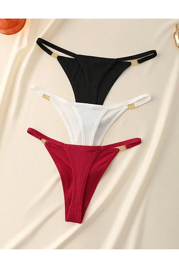 4 Lü Paket Gold Aksesuarlı Seksi String
