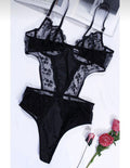İşlemeli Siyah ve Mor Kadın Body suit